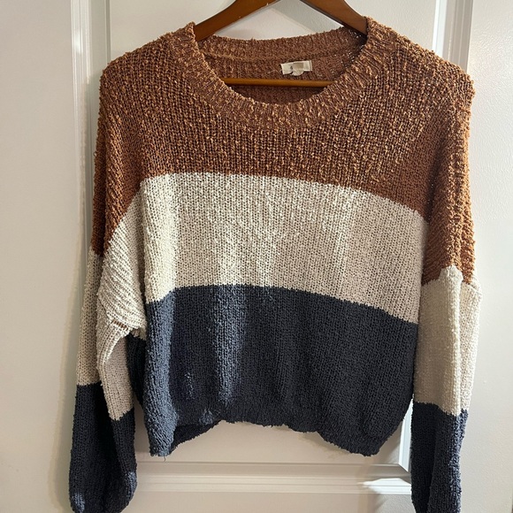 debut Sweaters - Colorblock Sweater - Brown, Cream, and Gray
